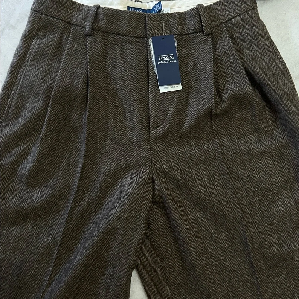 Ralph Lauren Taupe Herringbone Pants Size 10 - Picture 5 of 11